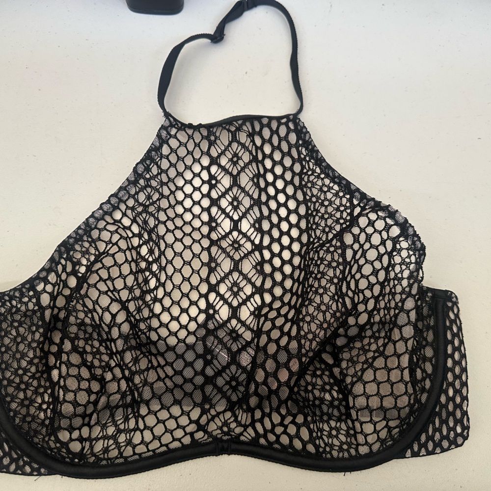 Victoria's Secret Black Mesh High Neck Bralette
